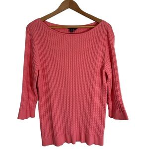 Chaps Women’s Sweater Size 3X Boat Neck Cable Knit 100% Cotton